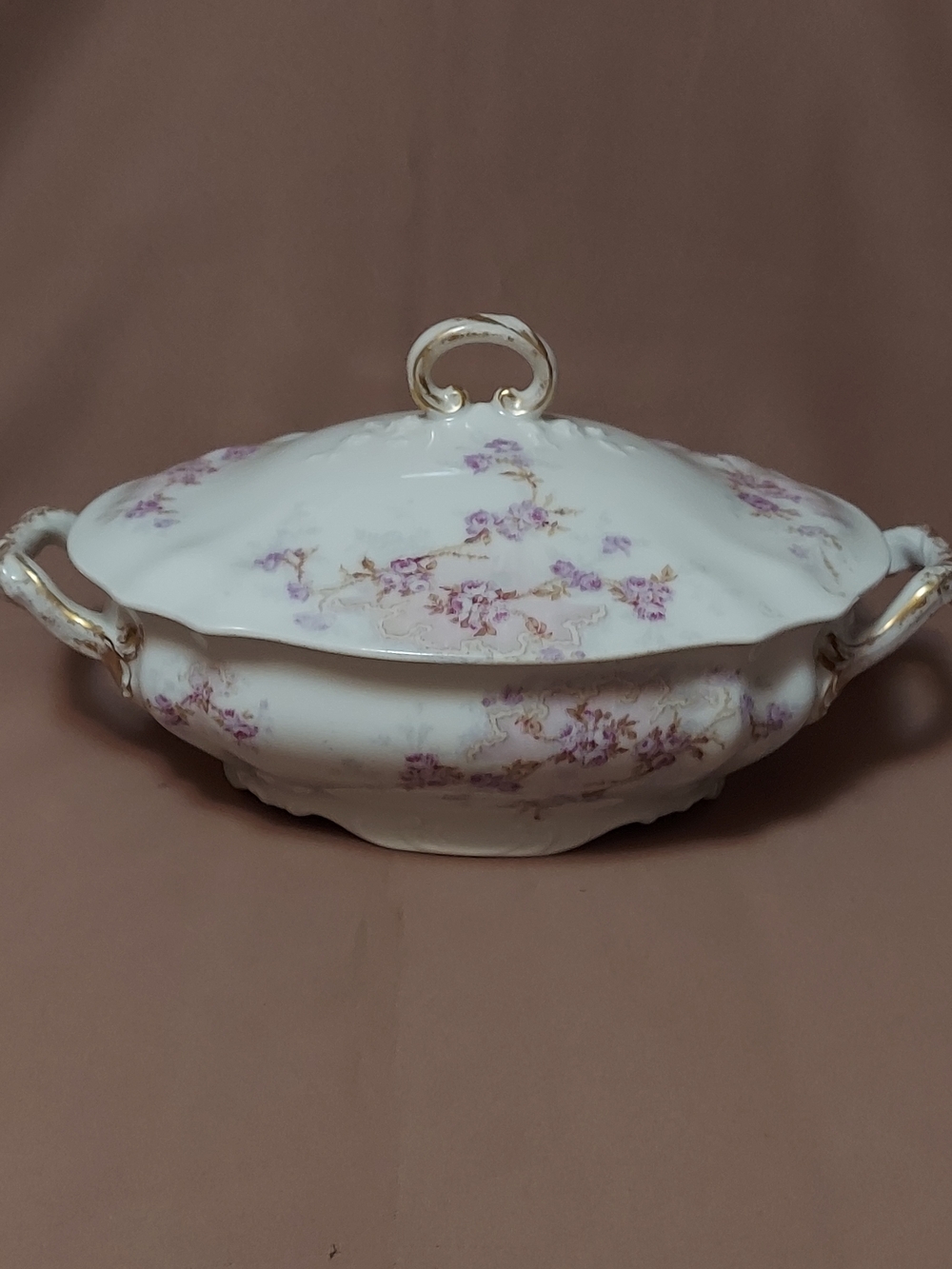 Antique Guerin Limoges Serving Di Purple Roses Sprays Victorian Shabby Cottage